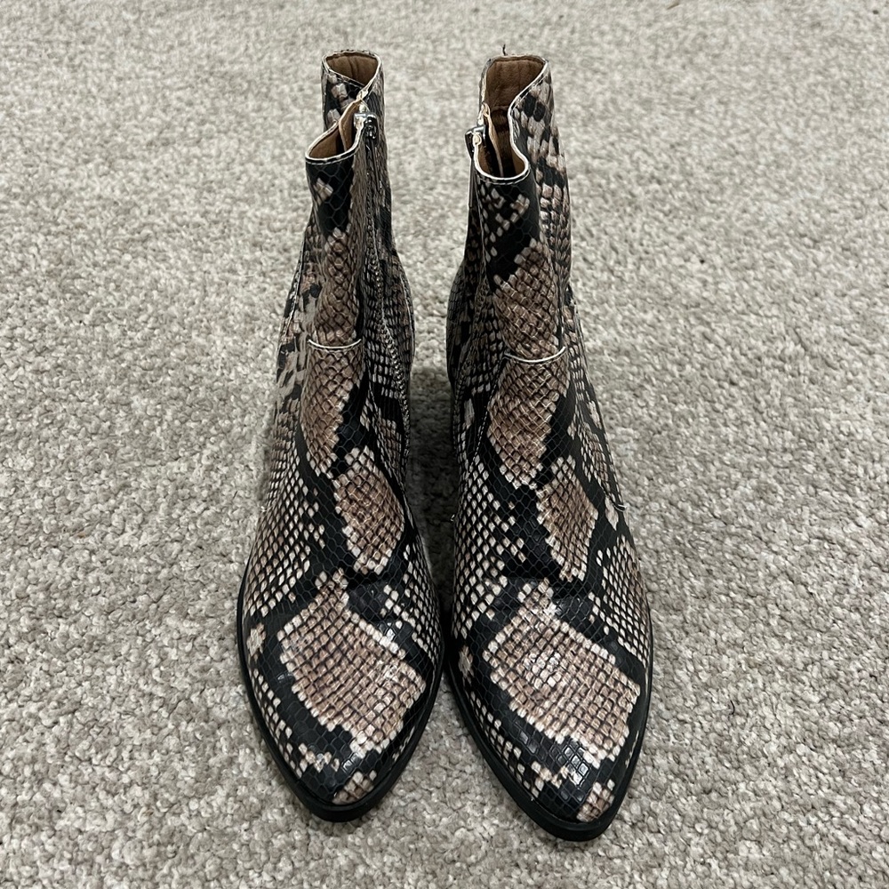 Snake print booties